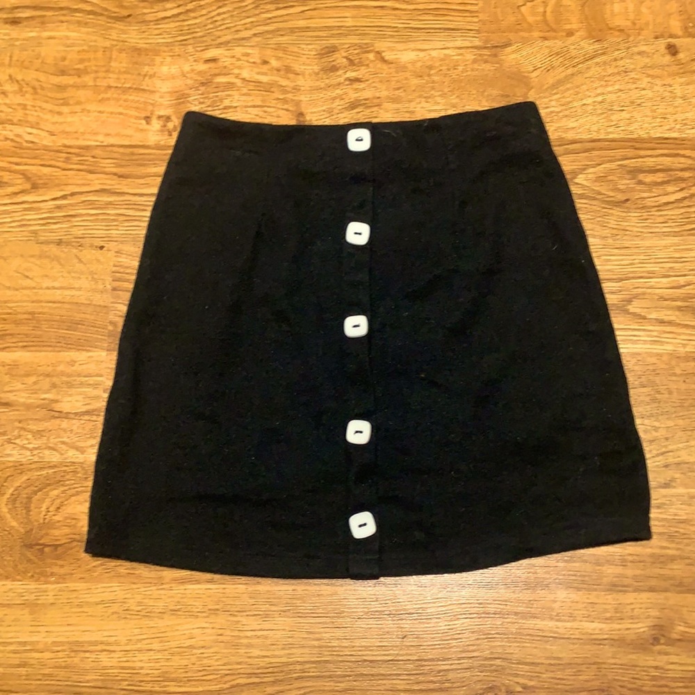 black button up mini skirt